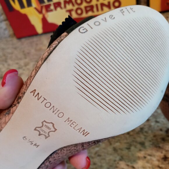 Antonio Melani Pink Snake Skin Bowtique Peep Toe Heels NIB - Picture 9 of 11